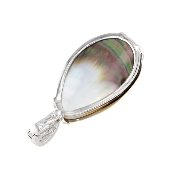 NIB - Freeform Blister Pearl Pendant – 32x26mm Rhodium Over Sterling Silver - Picture 2 of 12